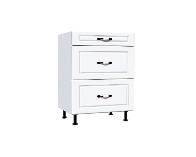 Corp inferior 60 cu 3 sertare metalice greutate Zebra MDF alb Corp inferior 60 cu 3 sertare metalice greutate Zebra MDF alb